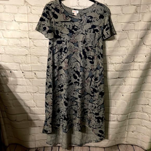 LuLaRoe Gray Carly Dress With Mickey Mouse Pattern Size XXS - Picture 1 of 5